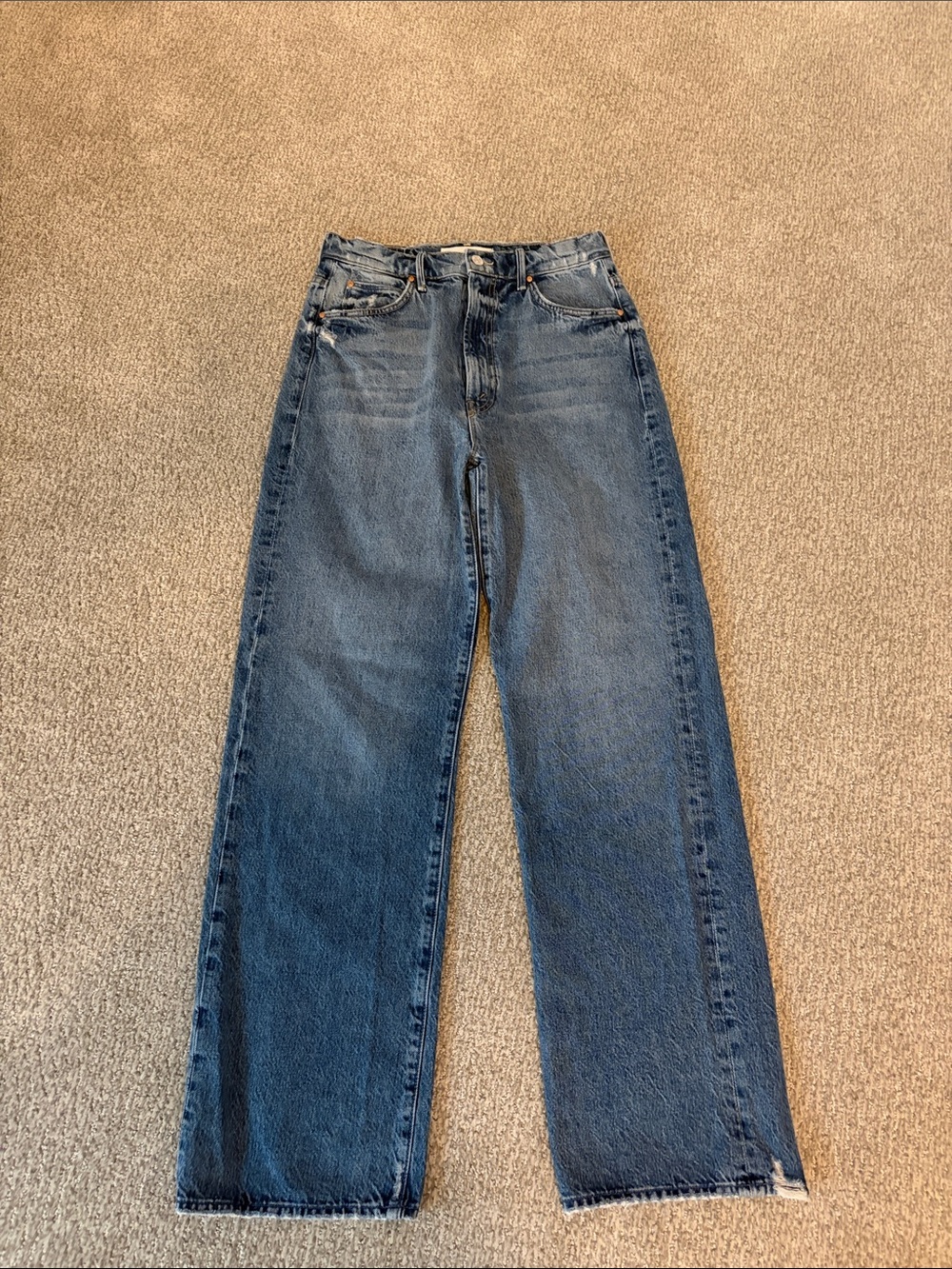 MOTHER Wide Leg Jeans in Medium Blue Wash